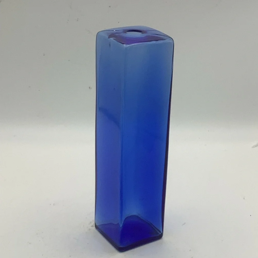 Cobalt Blue Glass Square Shaped Vase